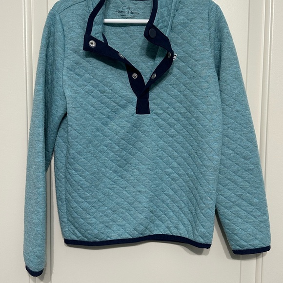 Vineyard Vines Kids Size 6 Quilted Snap Pullover Blue GUC - Picture 1 of 10